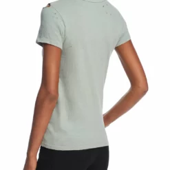 Pam & Gela Womens Destroyed Short Sleeves Top