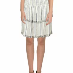 Angie Womens Smocked Pull On Tiered Skirt
