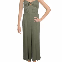 Pam & Gela Womens Adjustable Straps Wide Leg Jumpsuit