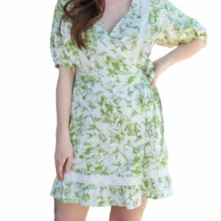 Greylin Kalina Toile Print Dress In Lime Green - women