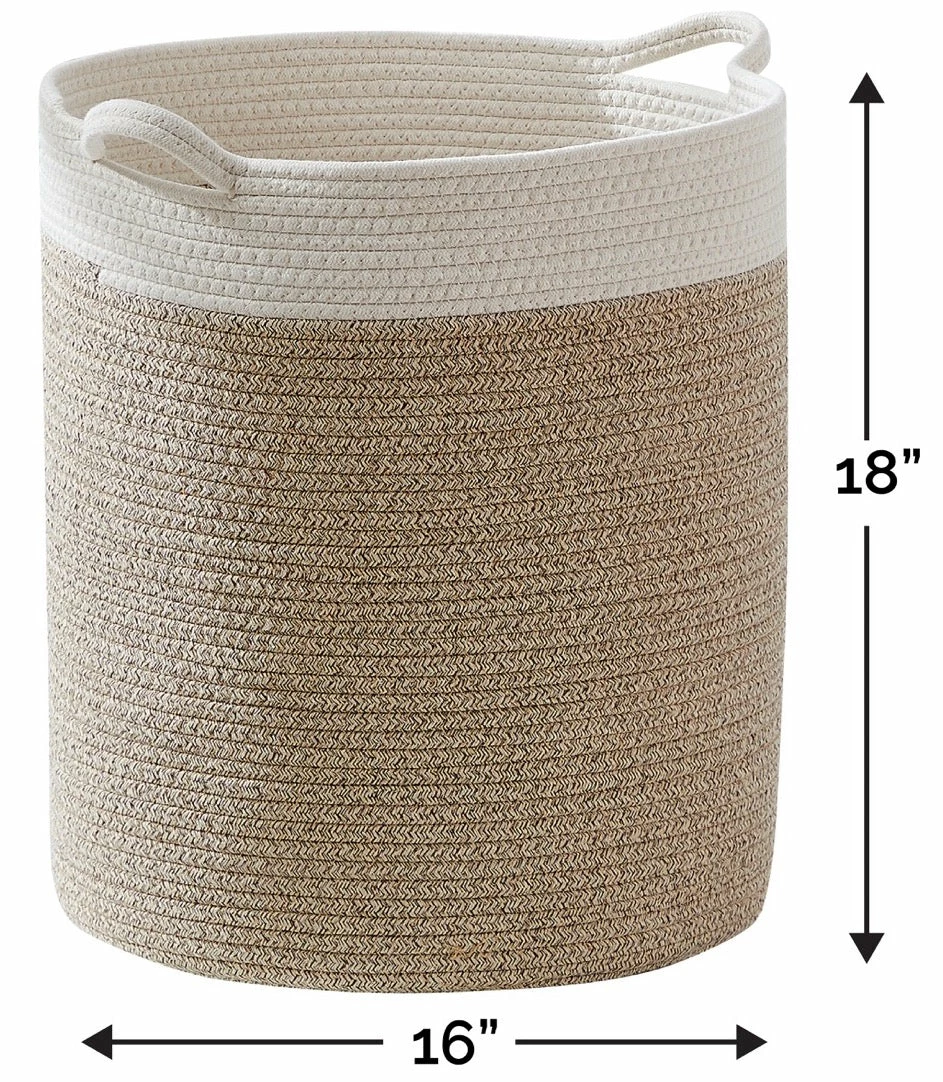 Ornavo Home Large Cotton Rope Laundry Hamper Woven Basket with Handles 6 Ornavo Home Large Cotton Rope Laundry Hamper Woven Basket with Handles - Image 4