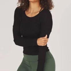 Glyder Comfort Long Sleeve Top in Black - women