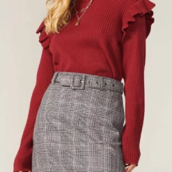 Greylin Freda Ruffled Sweater in Burgundy - women