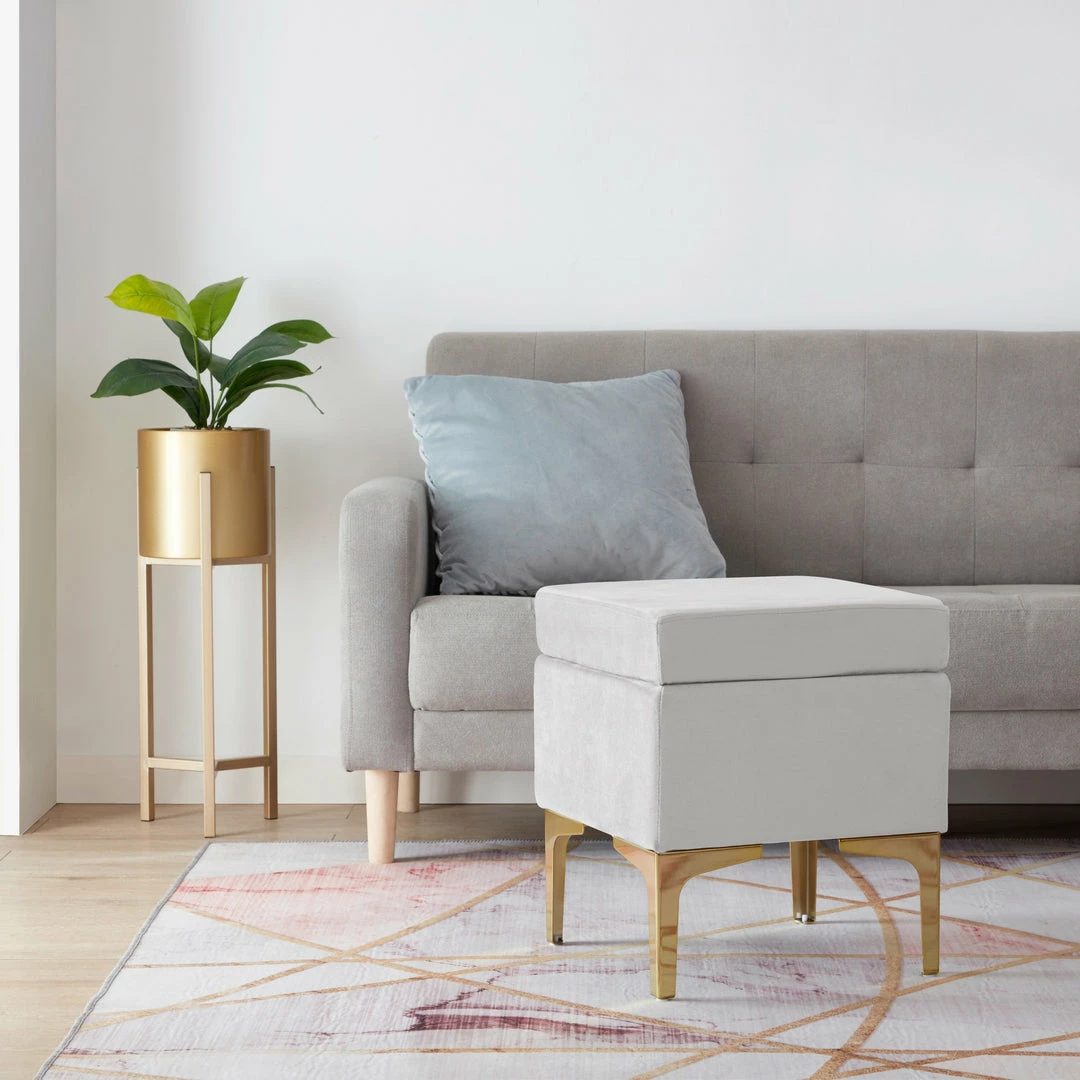 Ornavo Home Madison Square Velvet Ottoman 4 Ornavo Home Madison Square Velvet Ottoman - Image 2