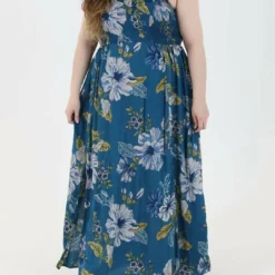 Angie Floral Plus Maxi Dress - Plus in Blue Dove - women