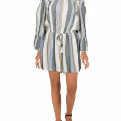 Angie Womens Metallic Lace Inset Romper