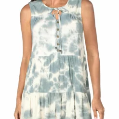 Angie Womens Gauze Tie-Dye Tunic Top