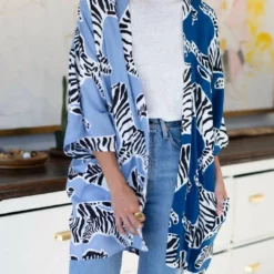 Emerson Fry Fete Kimono in Zebra Patchwork - women