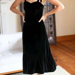 Emerson Fry Charlotte Dress in Black Velvet - women