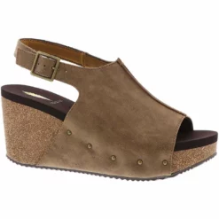 Volatile Division Womens Faux Leather Open Toe Wedge Heels