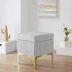 Ornavo Home Madison Square Velvet Ottoman