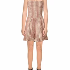 Angie Womens Striped Smocked Romper