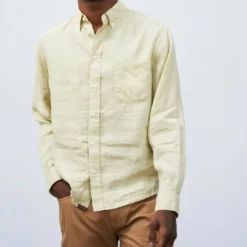 Billy Reid Tuscumbia Linen Shirt in Sea Grass - men