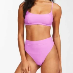 Billabong Tan Lines Avery Mini Crop Bikini Top in Bright Orchid - women