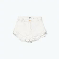 Molo Girls Agnetha Denim Shorts in White Star - kids