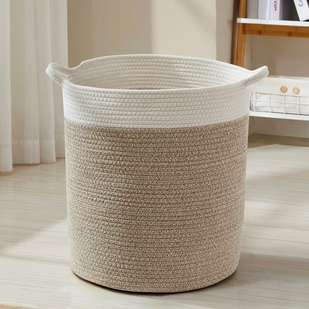 Ornavo Home Large Cotton Rope Laundry Hamper Woven Basket with Handles 3 Ornavo Home Large Cotton Rope Laundry Hamper Woven Basket with Handles