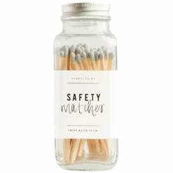 Sweet Water Decor Grey Safety Matches - Glass Jar