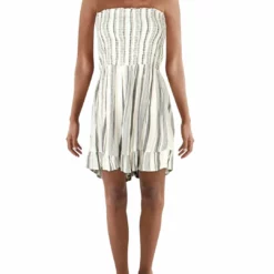 Angie Womens Smocked Striped Romper
