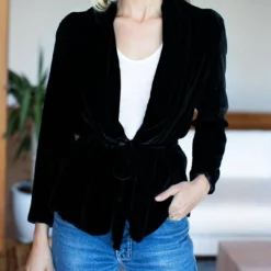 Emerson Fry Paris Jacket in Black Silk Velvet - women