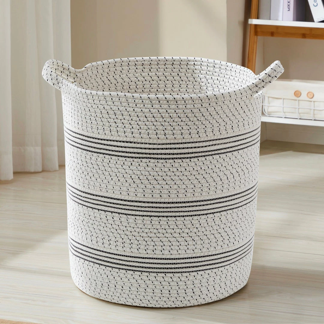 Ornavo Home Large Cotton Rope Laundry Hamper Woven Basket with Handles 7 Ornavo Home Large Cotton Rope Laundry Hamper Woven Basket with Handles - Image 5