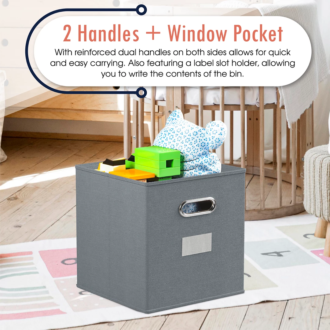 Ornavo Home Foldable Storage Cube Bin with Dual Handles & Window Pockets 5 Ornavo Home Foldable Storage Cube Bin with Dual Handles & Window Pockets - Image 3