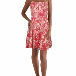 Angie Womens Floral Smocked Fit & Flare Dress