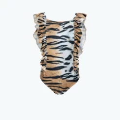Molo Girls Nathalie Onepiece Swimsuit in Tiger Stripes - kids