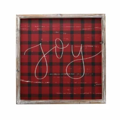 Sweet Water Decor Joy Plaid Wood Sign 18x18"