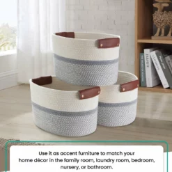 Ornavo Home 3 Pack Woven Cotton Rope Shelf Storage Basket with Leather Handles -Premium Sales 83d2b3d5be7f484c9a0af3d5542d2f42 567177ef 001d 4f75 8e1c bc652dd08d41 1080x