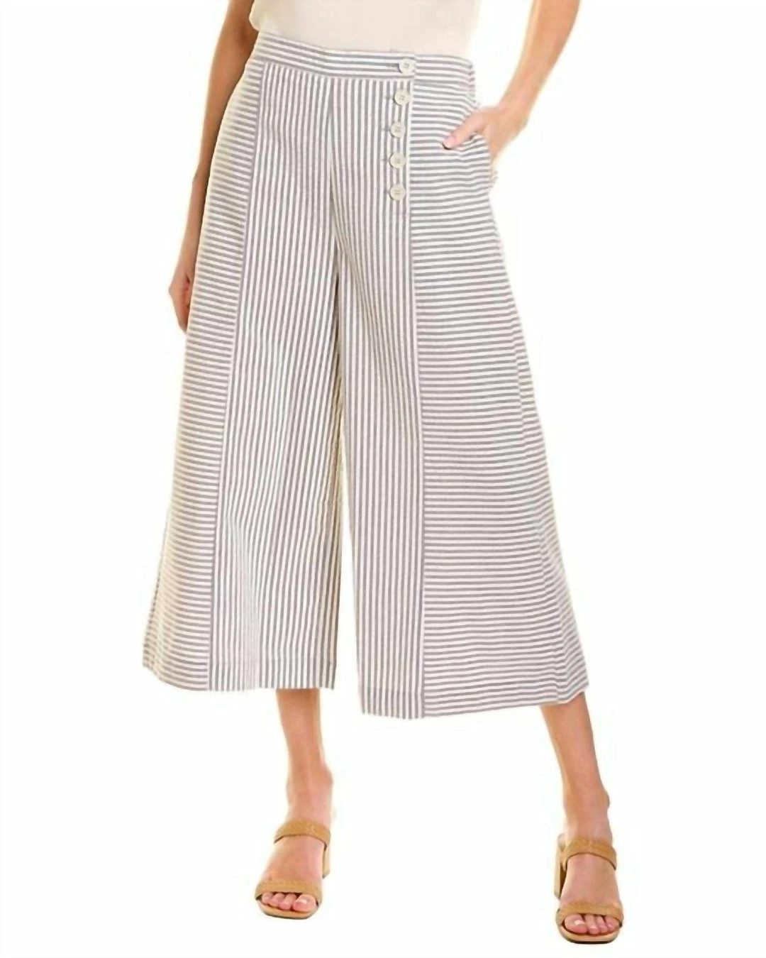 Gabby Isabella Striped Culotte Pant in Grey - women 3 Gabby Isabella Striped Culotte Pant in Grey - women