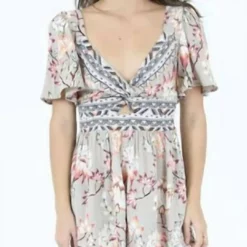 Angie Zayne Twist Front Romper in Dove - women