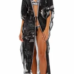 Agua Bendita Sam Thoughts Kaftan in Black/White - women