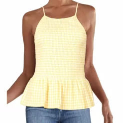 Angie Womens Cotton Smocked Tank Top