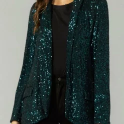 Greylin Denise Sequin Blazer in Emerald - women