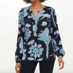 Oliphant V-Neck Blouse in Black Lamu - women