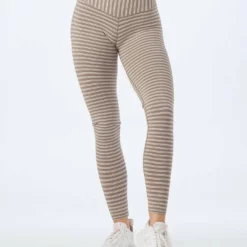 Glyder Sultry Legging in Mocha Oatmilk Stripe - women
