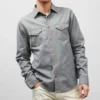 Billy Reid Shoals Denim Shirt in Grey Wash - men