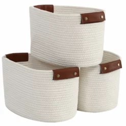 Ornavo Home 3 Pack Woven Cotton Rope Shelf Storage Basket with Leather Handles -Premium Sales ad192ae293b84e05a3f7c19d665e9c6d 27e738cc 825c 4dc0 9a2a 321989d36dc6 1080x