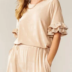 Greylin Barlow Rib Velvet Top In Bone - women