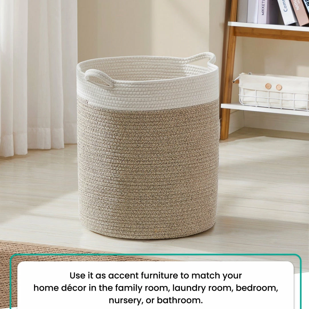 Ornavo Home Large Cotton Rope Laundry Hamper Woven Basket with Handles 5 Ornavo Home Large Cotton Rope Laundry Hamper Woven Basket with Handles - Image 3