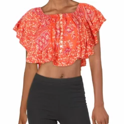 Angie Womens Floral Short Crop Top