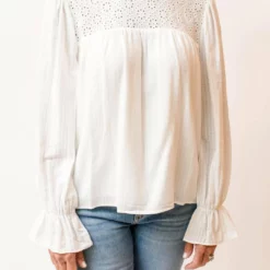 Greylin Cotton Eyelet Blouse in White - women