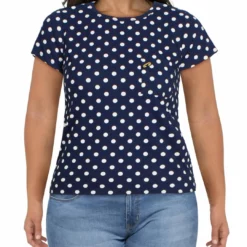 Pam & Gela Womens Polka Dot Short Sleeves Top