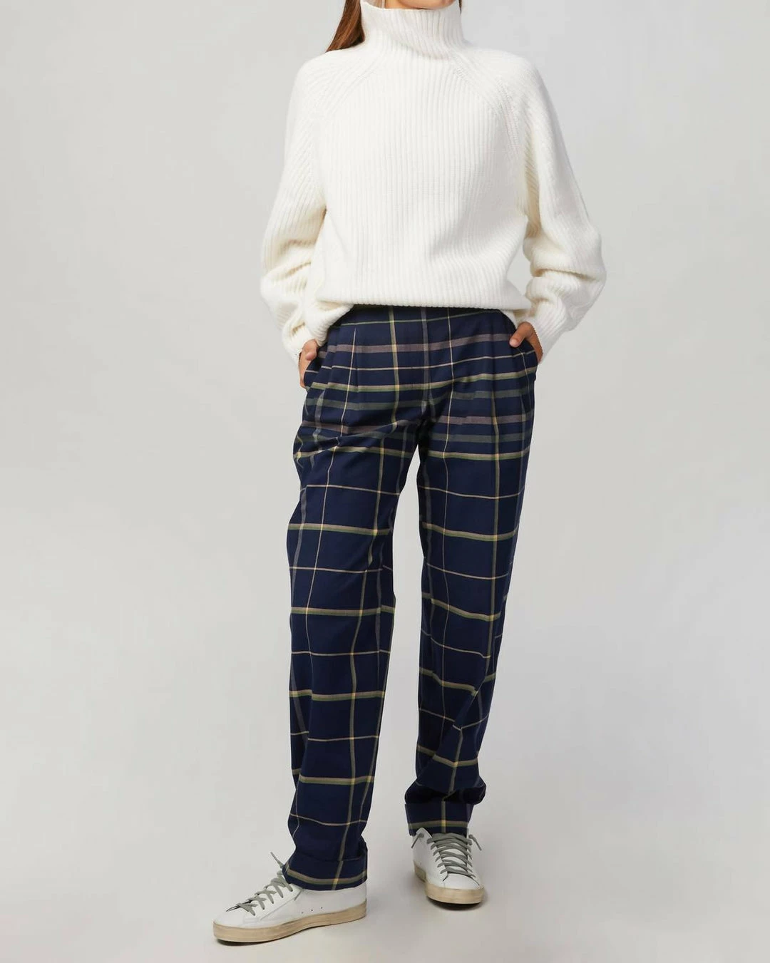 Stine Goya Laia Pants in Tartan Navy - women 3 Stine Goya Laia Pants in Tartan Navy - women