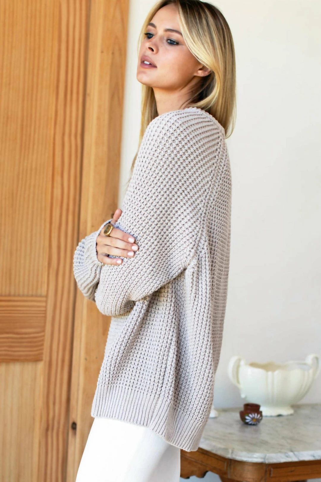 Emerson Fry Unisex - Ryan Heavy Sweater in Sand - women 5 Emerson Fry Unisex - Ryan Heavy Sweater in Sand - women - Image 3