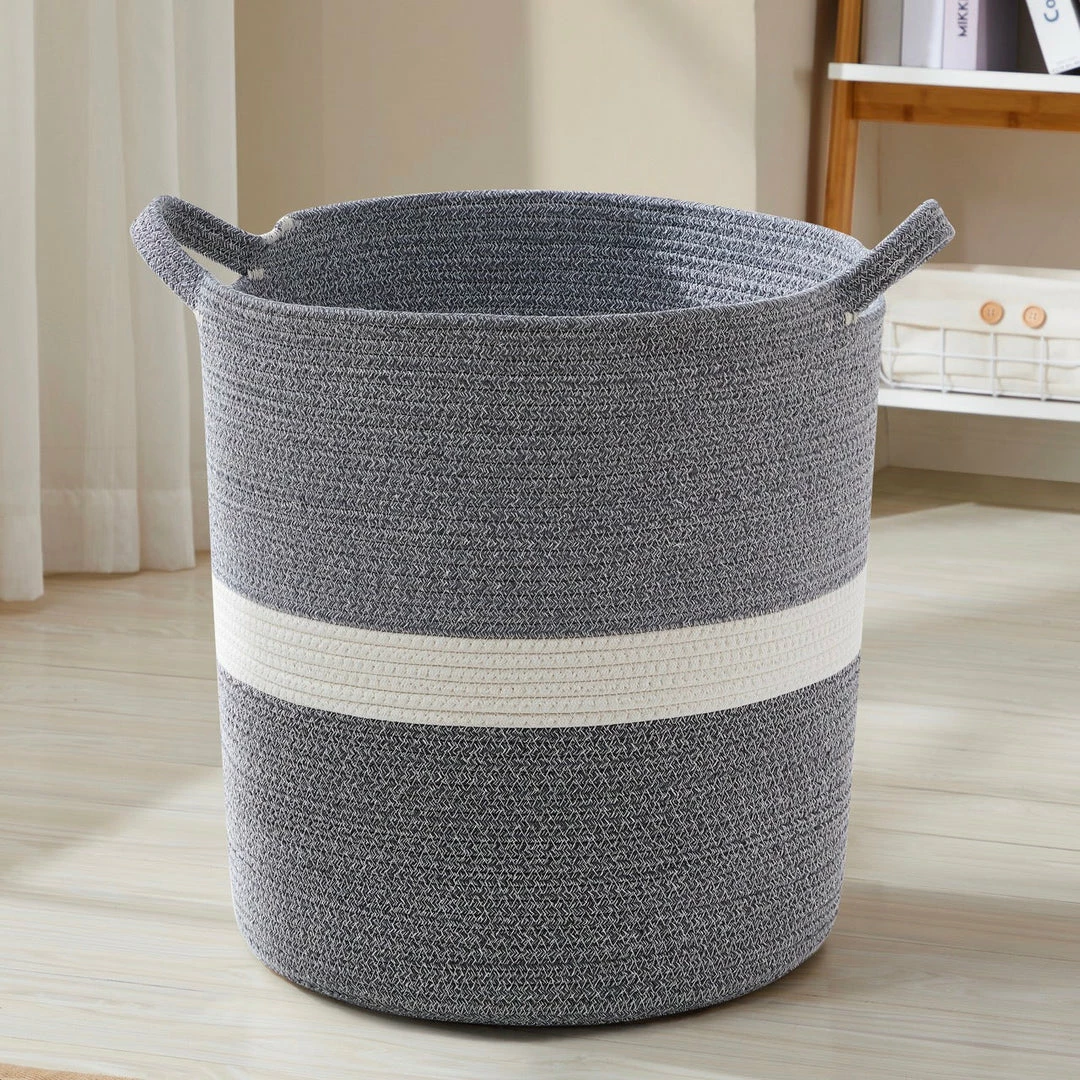 Ornavo Home Large Cotton Rope Laundry Hamper Woven Basket with Handles 8 Ornavo Home Large Cotton Rope Laundry Hamper Woven Basket with Handles - Image 6
