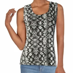 Carmen Marc Valvo Womens Printed Knit Tank Top