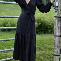 Emerson Fry Marigot Tier Wrap Dress in Black Tencel - women