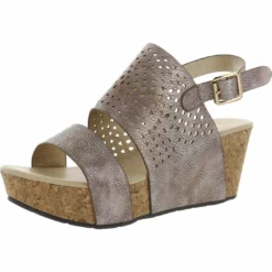 Volatile Rayne Womens Faux Leather Metallic Slingback Sandals