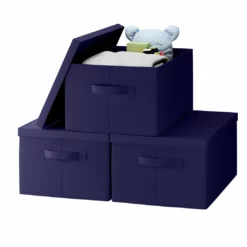 Ornavo Home Foldable XLarge Storage Bin with Handles and Lid - Set of 3